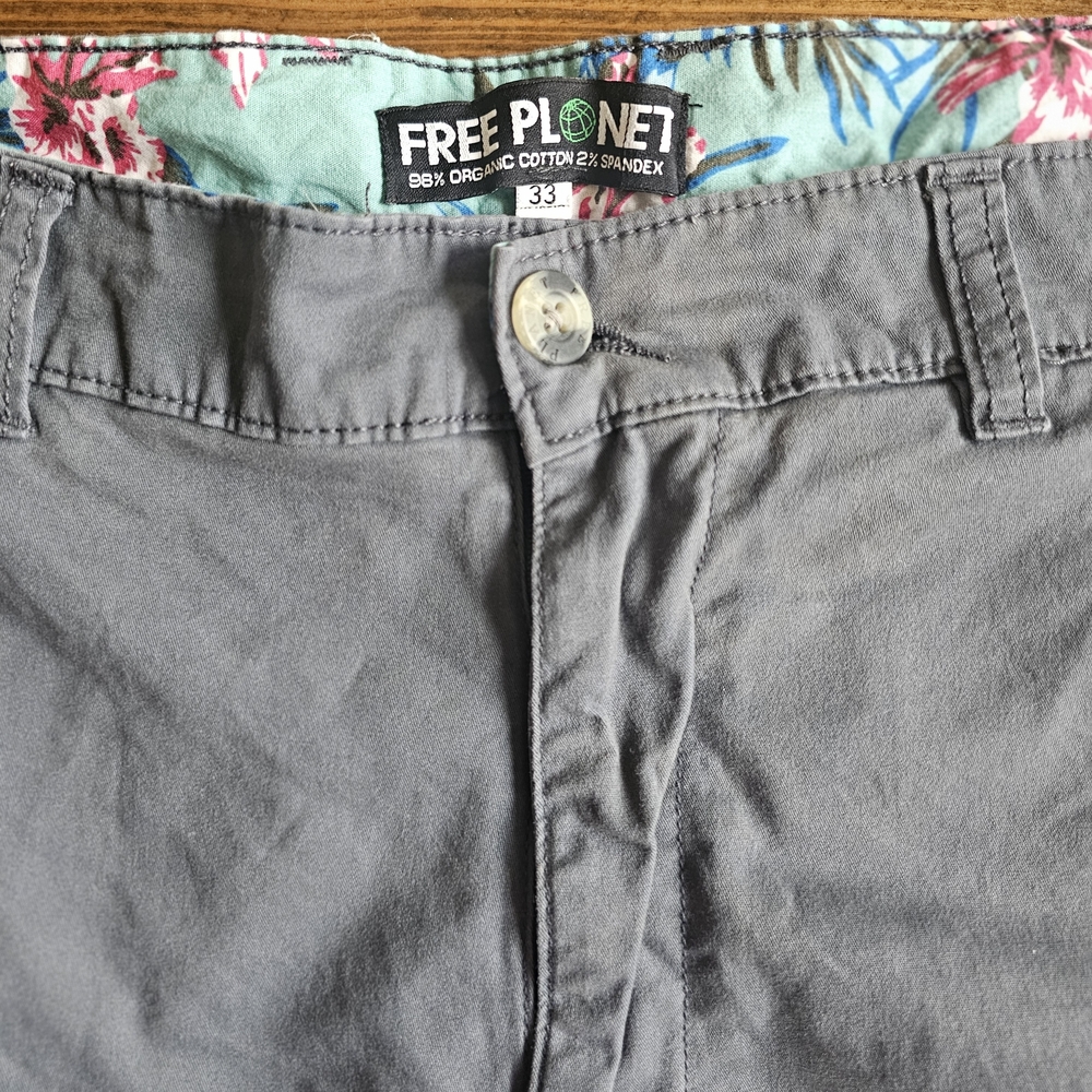 Free Planet Charcoal Men's Flat Front Shorts - Picture 2 of 3